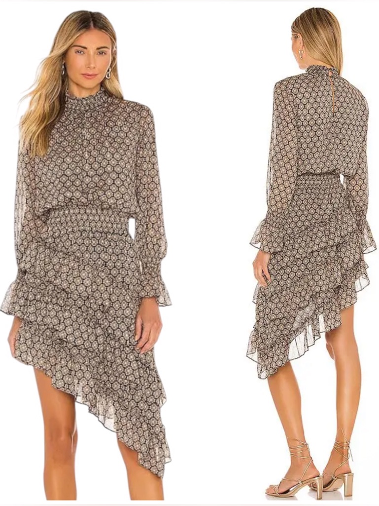 Misa Los Angeles X Revolve Savanna Medallion-Print High-Low Mini Dress Nwt $356